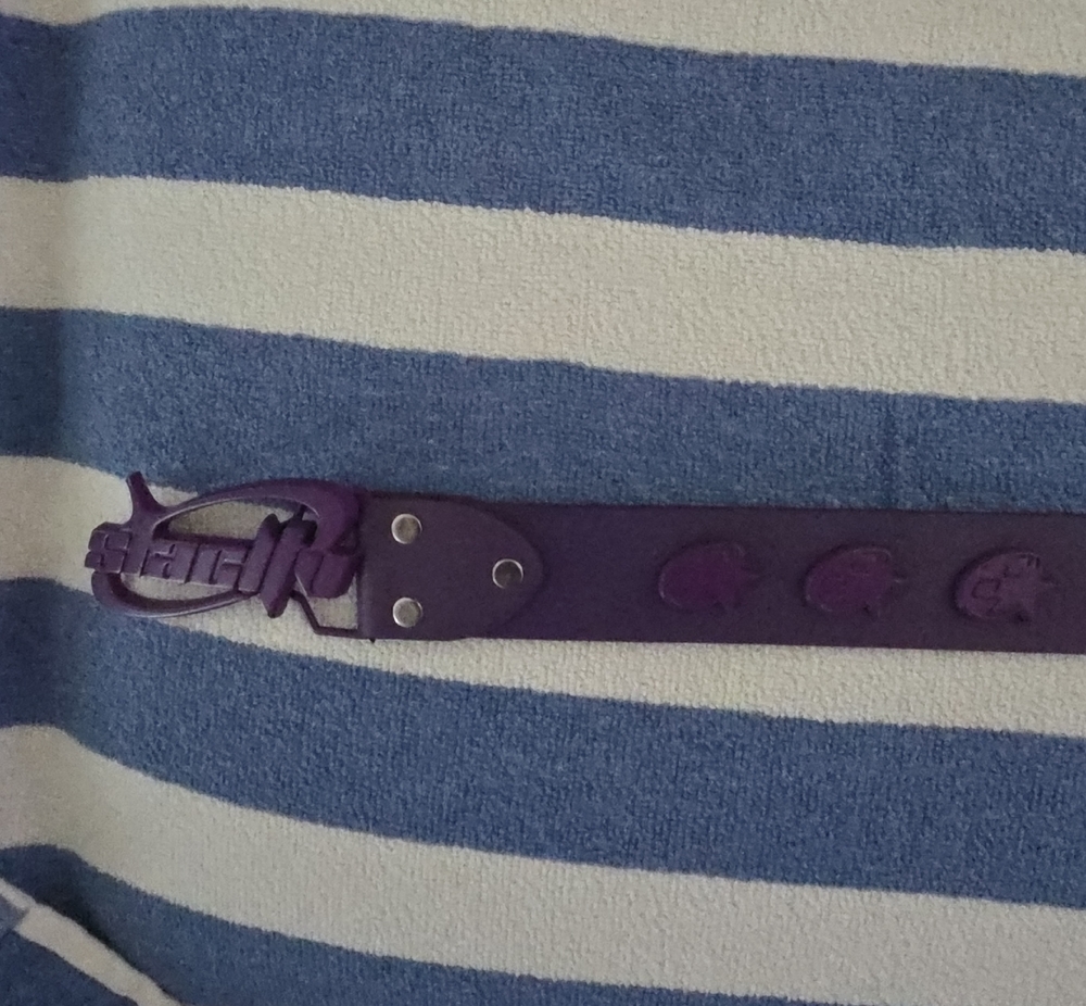 Purple Leather Men’s Belt with Decorative Buckle